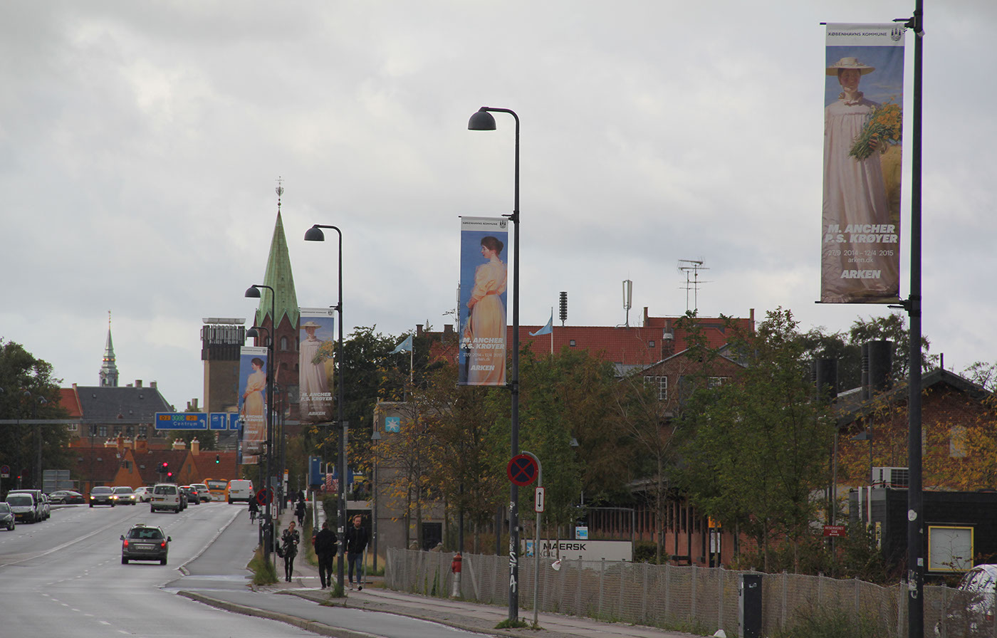Kulturbanner.dk Michael Ancher P.S. Krøyer Bannere i lygtepæle i København - ARKEN Outdoor reklame