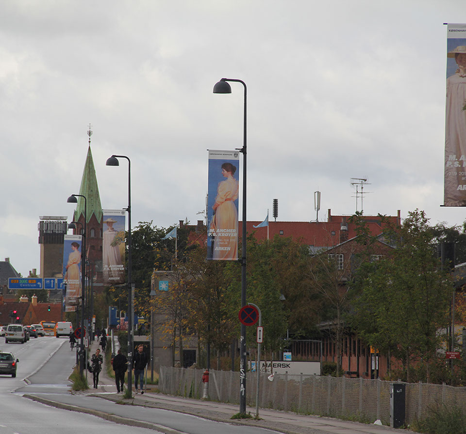 Kulturbanner.dk Michael Ancher P.S. Krøyer Bannere i lygtepæle i København - ARKEN Outdoor reklame