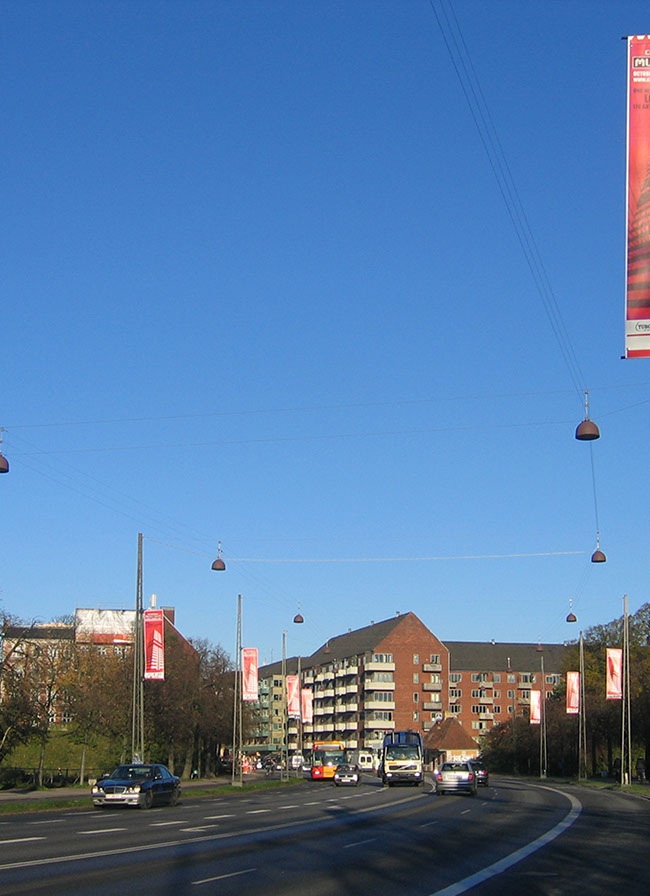 Kulturbanner.dk Copenhagen Music Week outddor reklame i København Bannere i lygtepæle city dressing